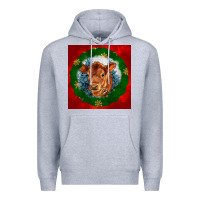 Heather Grey christmas red angus calf head Premium Hoodie - LillyAllenDesigns