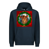 Navy christmas red angus calf head Premium Hoodie - LillyAllenDesigns