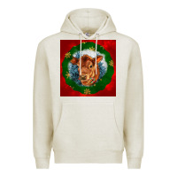 Oatmeal Heather christmas red angus calf head Premium Hoodie - LillyAllenDesigns
