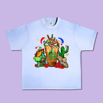Mexican Cold Drink With Cactus Sombrero And Tequil Urban Heavy Tee Designed By Fadigitalartstudio