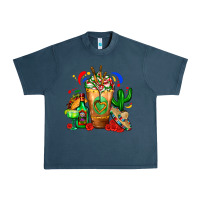 Midnight Navy Mexican Cold Drink With Cactus Sombrero And Tequil Urban Heavy Tee - FaDigitalArtStudio