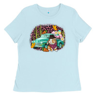 Baby Blue Western rabbit Easter Day Ladies Tee - CowGirlArtShop