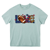 Arona Love Football team color red blue 4th of july Heavy Core Tee - HowdyJamesFarm