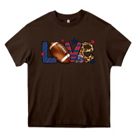 Chocolate Brown Love Football team color red blue 4th of july Heavy Core Tee - HowdyJamesFarm