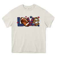 Love Football Team Color Red Blue 4th Of July Heavy Core Tee | Teevron