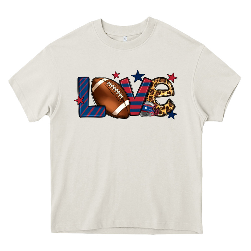 Love Football Team Color Red Blue 4th Of July Heavy Core Tee by HowdyJamesFarm | Teevron