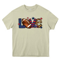 Mossy Love Football team color red blue 4th of july Heavy Core Tee - HowdyJamesFarm