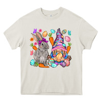 Cream Easter gnome and rabbit Easter Day Heavy Core Tee - HowdyJamesFarm