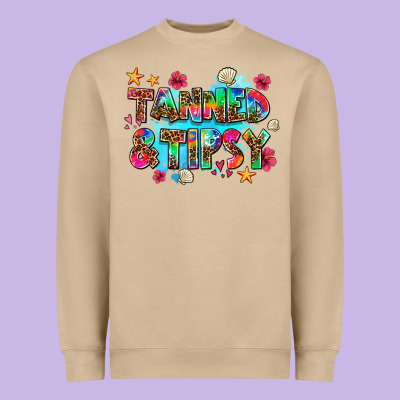 Tanned And Tipsy Heavyweight Sweatshirt Designed By Adodesignshop