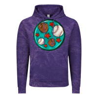 Cloud Purple baseball with sunflower round earrings Vintage Hoodie - BundleAndBundleShop