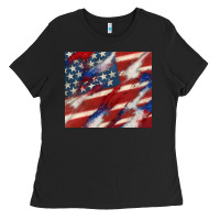 American Flag Glitter 4th Of July Ladies Tee | Teevron