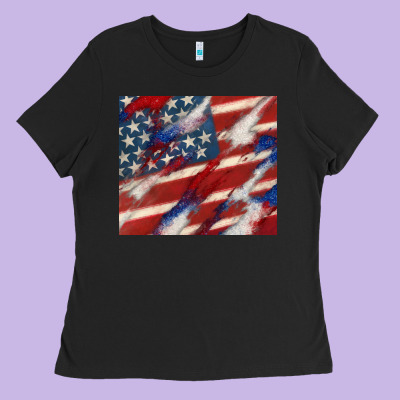American Flag Glitter 4th Of July Ladies Tee Designed By Cowgirlartshop