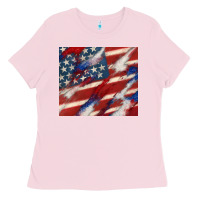 Bubblegum Pink American flag glitter 4th of july Ladies Tee - CowGirlArtShop