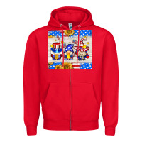 Red American gnomes Zipper Hoodie - AdoDesignShop