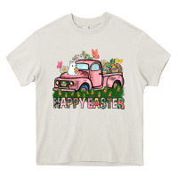 Cream Happy Easter Day truck Heavy Core Tee - HowdyJamesFarm