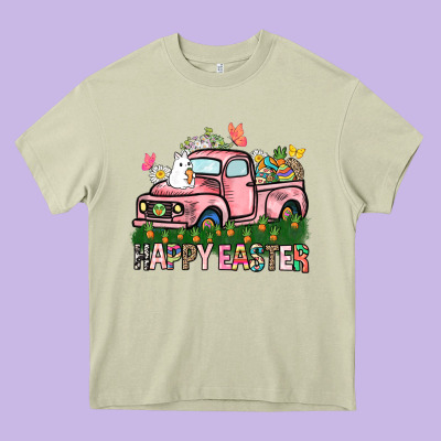 Happy Easter Day Truck Heavy Core Tee Designed By Howdyjamesfarm
