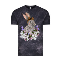 Cloud Black Easter Day Flowers bunny Vintage Tee - OliviaCreatesArt