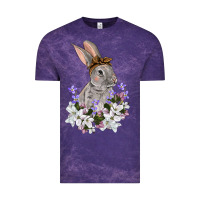 Cloud Purple Easter Day Flowers bunny Vintage Tee - OliviaCreatesArt