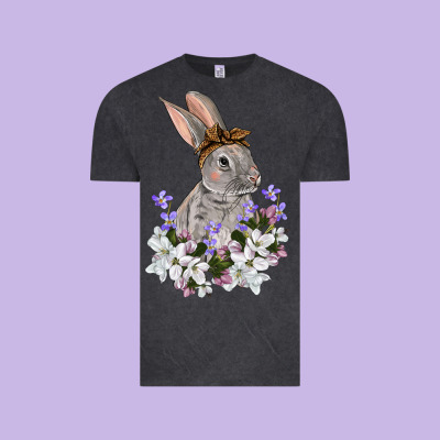 Easter Day Flowers Bunny Vintage Tee Designed By Oliviacreatesart