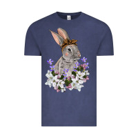 Vintage Denim Easter Day Flowers bunny Vintage Tee - OliviaCreatesArt