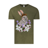 Vintage Olive Easter Day Flowers bunny Vintage Tee - OliviaCreatesArt