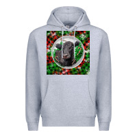 Heather Grey christmas black angus cow Premium Hoodie - LillyAllenDesigns