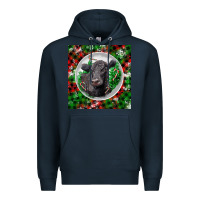 Navy christmas black angus cow Premium Hoodie - LillyAllenDesigns