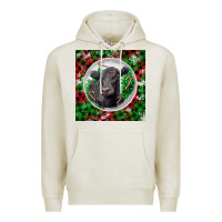 Oatmeal Heather christmas black angus cow Premium Hoodie - LillyAllenDesigns