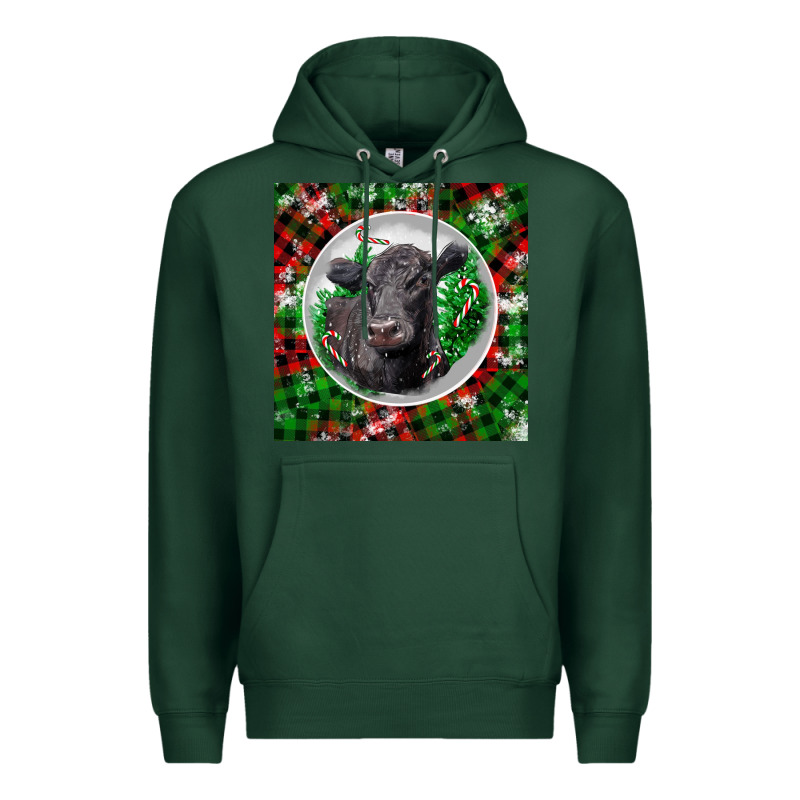 Christmas Black Angus Cow Premium Hoodie by LillyAllenDesigns | Teevron