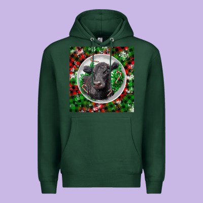 Christmas Black Angus Cow Premium Hoodie Designed By Lillyallendesigns