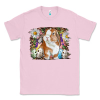 Bubblegum Pink Easter Bunny With Quail Eggs And Daisy Classic Tee - RanaPortraitStore
