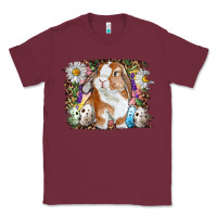 Burgundy Easter Bunny With Quail Eggs And Daisy Classic Tee - RanaPortraitStore