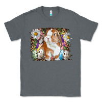 Charcoal Heather Easter Bunny With Quail Eggs And Daisy Classic Tee - RanaPortraitStore