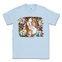 Dusty Blue Easter Bunny With Quail Eggs And Daisy Classic Tee - RanaPortraitStore