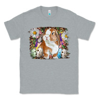 Heather Grey Easter Bunny With Quail Eggs And Daisy Classic Tee - RanaPortraitStore
