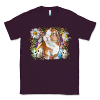 Plum Easter Bunny With Quail Eggs And Daisy Classic Tee - RanaPortraitStore