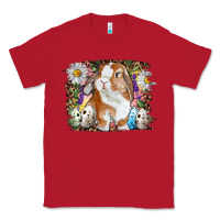 Red Easter Bunny With Quail Eggs And Daisy Classic Tee - RanaPortraitStore