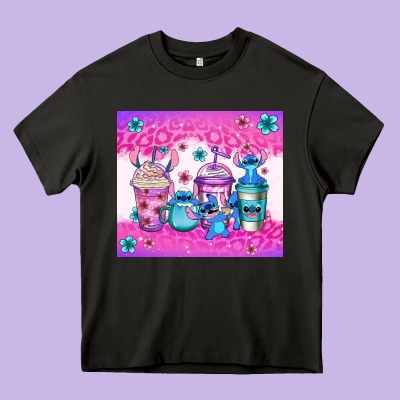 Stitch Coffee Cups Heavy Core Tee Designed By Jasminsmagicworld