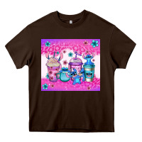 Chocolate Brown stitch coffee cups Heavy Core Tee - Jasminsmagicworld