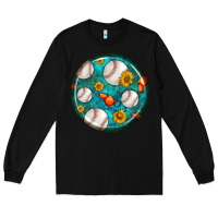 Black baseball with sunflower round earrings Long Sleeve Tee - BundleAndBundleShop