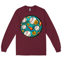 Burgundy baseball with sunflower round earrings Long Sleeve Tee - BundleAndBundleShop