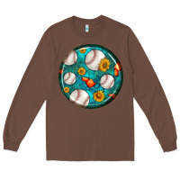 Chestnut baseball with sunflower round earrings Long Sleeve Tee - BundleAndBundleShop
