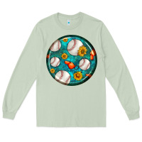 Matcha baseball with sunflower round earrings Long Sleeve Tee - BundleAndBundleShop