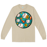 Mushroom baseball with sunflower round earrings Long Sleeve Tee - BundleAndBundleShop