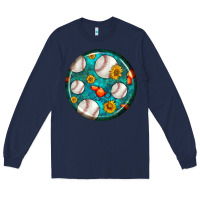 Baseball With Sunflower Round Earrings Long Sleeve Tee | Teevron