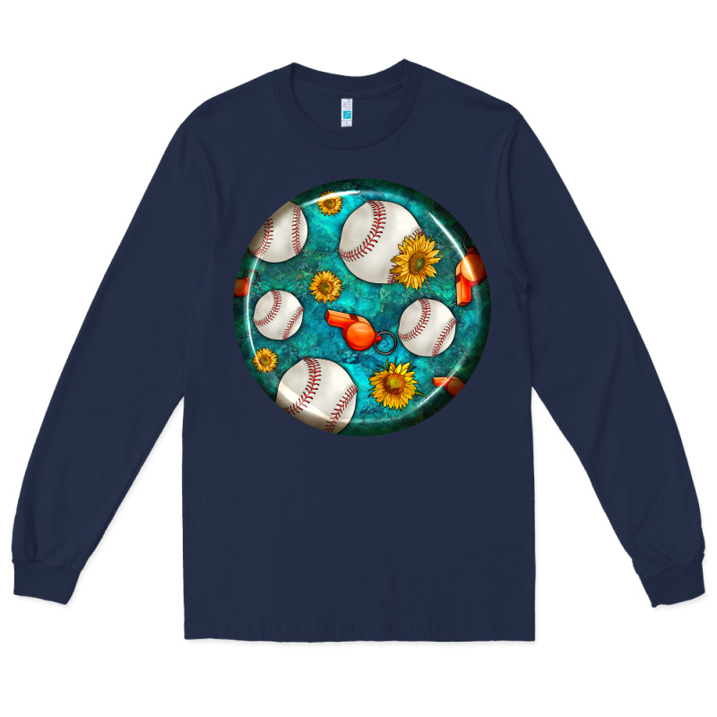 Baseball With Sunflower Round Earrings Long Sleeve Tee by BundleAndBundleShop | Teevron