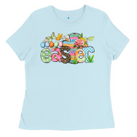 Baby Blue Happy Easter Easter Day Ladies Tee - CowGirlArtShop