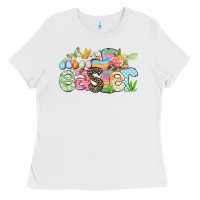 White Happy Easter Easter Day Ladies Tee - CowGirlArtShop
