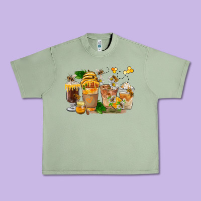 Honey Bee Coffee Cups Urban Heavy Tee Designed By Fadigitalartstudio