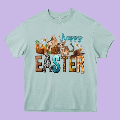 Happy Easter With Cowboy Easter Day Heavy Core Tee Designed By Howdyjamesfarm